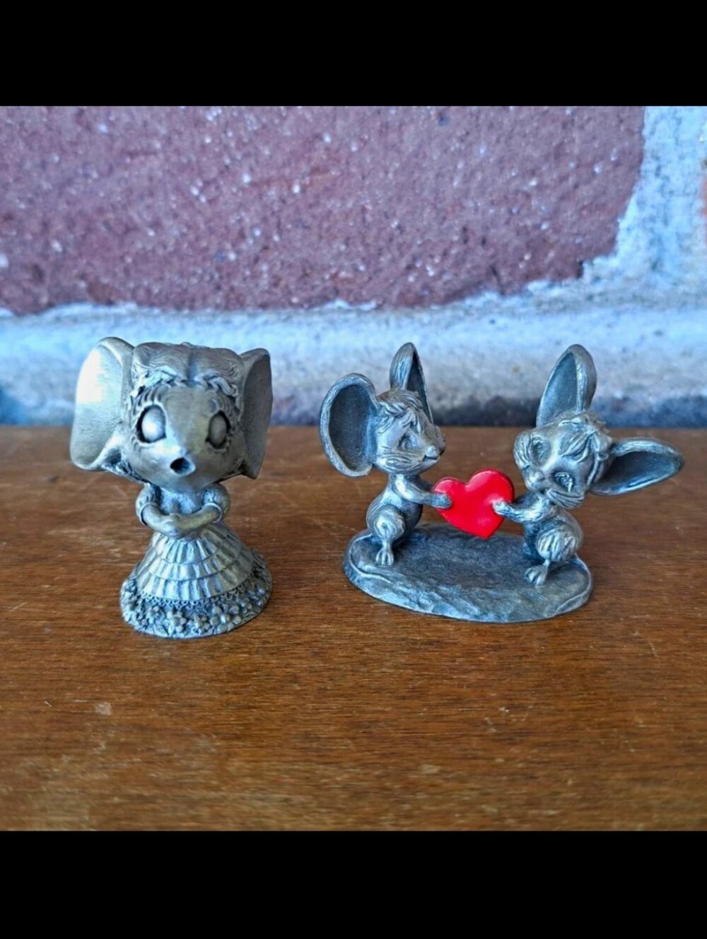Set of 2 Vintage 80's Pewter Mouse Miniature Figurines